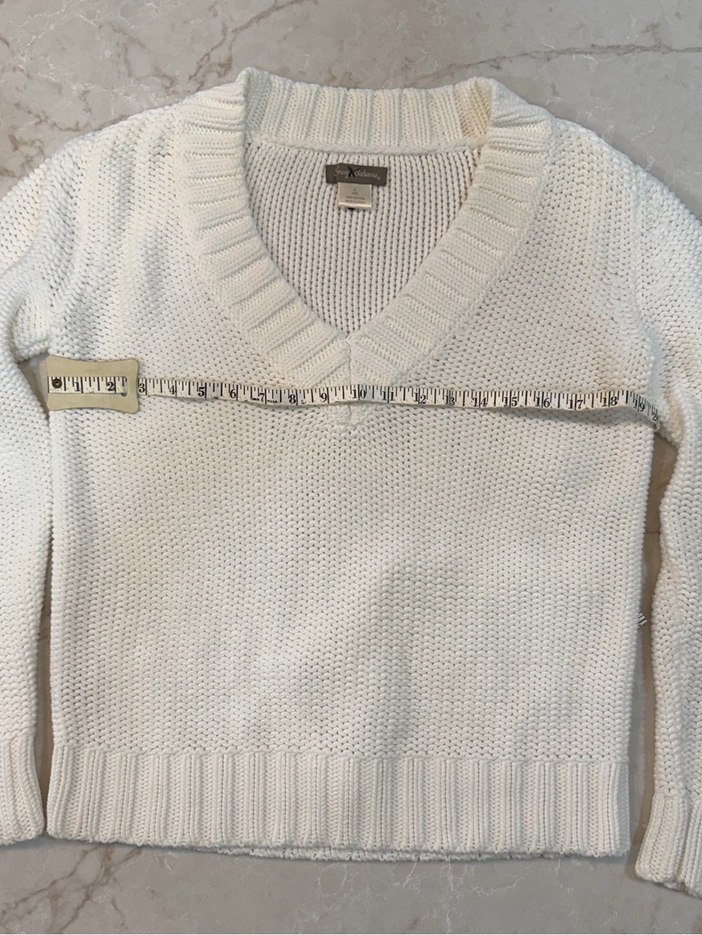 Tommy Bahama Off White V-Neck Knit Sweater
